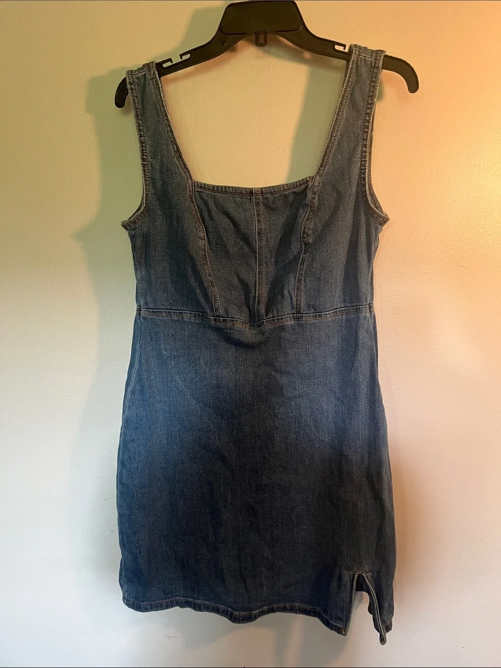 Who What Wear Medium Blue Denim Pinafore Dress